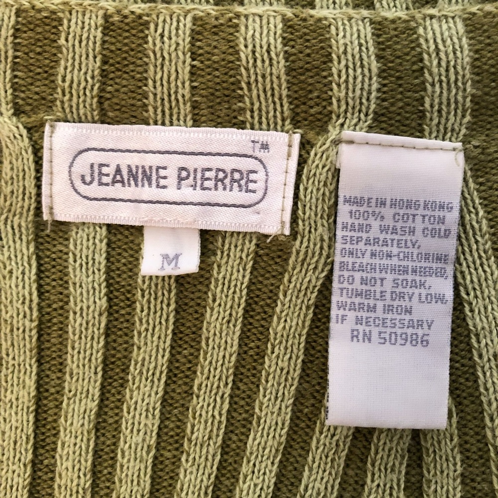 Jeanne Pierre ribbed Cotton knit cap sleeve top M - Picture 3 of 5